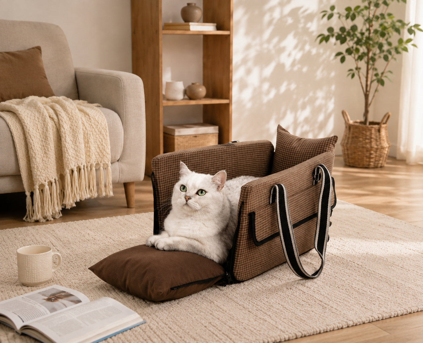 Pet car seat for dogs and cats designed for safe and comfortable travel during car journeys
