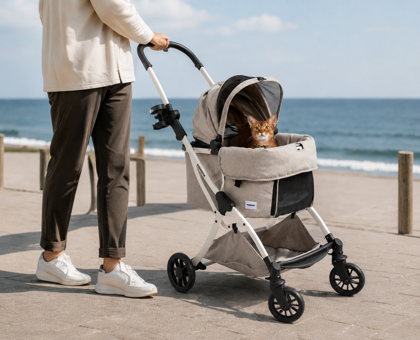 Pet stroller for dogs and cats providing a comfortable and convenient way for outdoor walking and travel